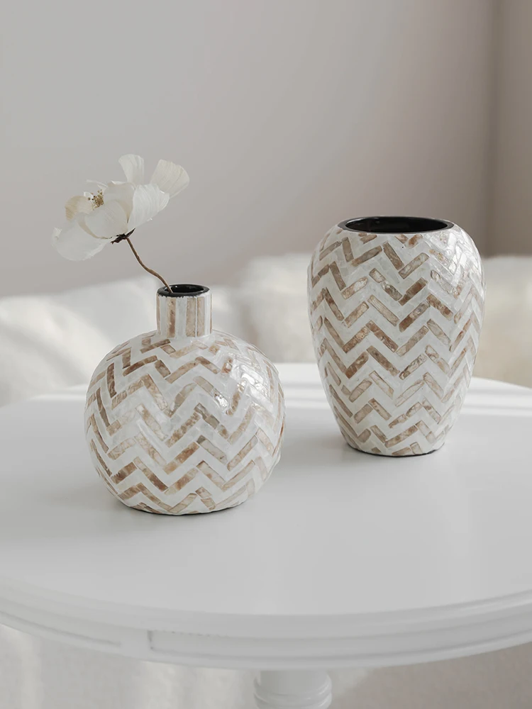 

Керамическая ваза ручной работы из французской натуральной ракушки, креативный аранжировщик цветов для домашнего декора