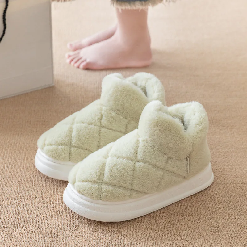 2024 New Winter Shoes Woman Men Indoor Slippers Warm Plush Thick Sole Couple Home Street Ankle Boots House Floor Fluffy Footwear