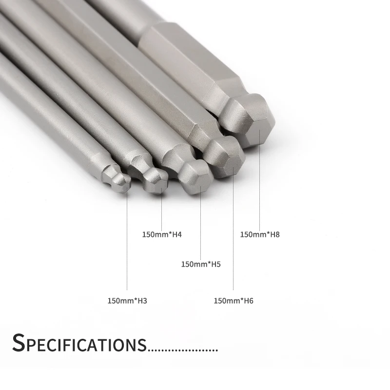 150mm Length Ball Head Screwdriver Drill Bit Sets S2 Steel Screw Driver Bits Hex Magnetic 1/4