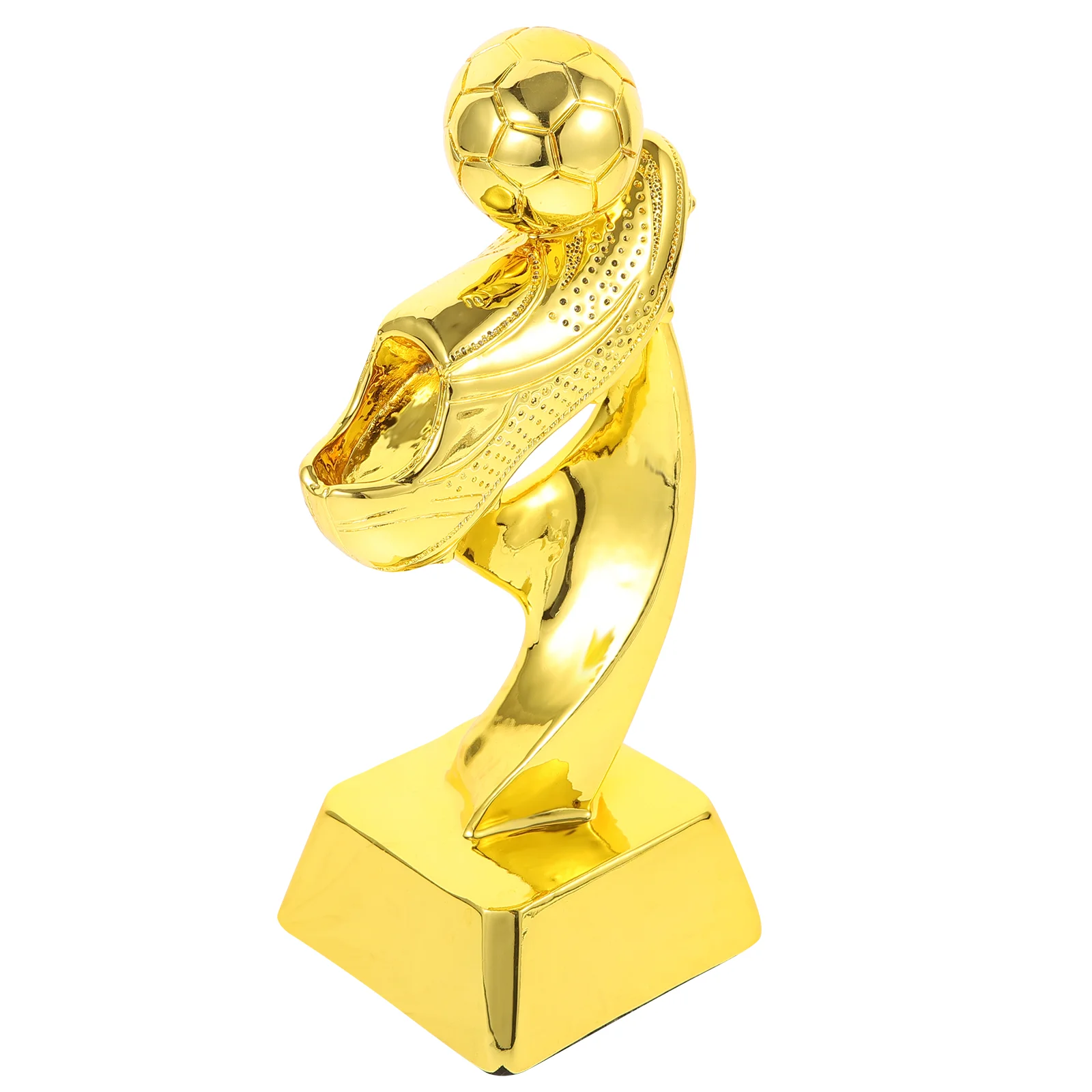 Mini Resin Football Trophy Plating Soccer Match Award Toy with Base for School Kindergarten (Golden)