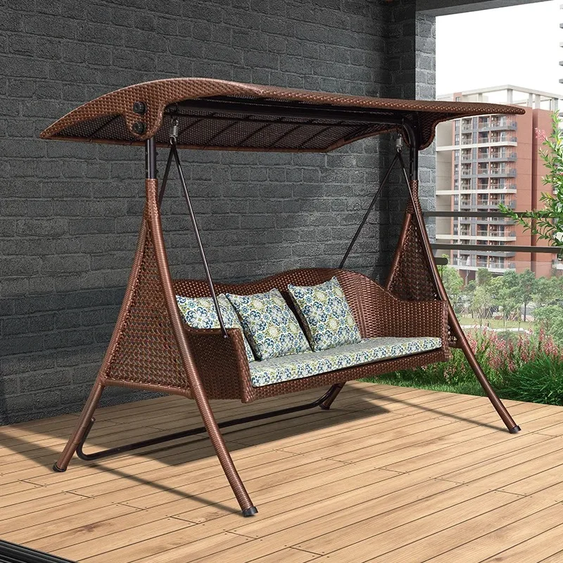 Outdoor Garden Hanging Chair Villa Hammock Double Wrought Iron Rattan Chair Outdoor Swing