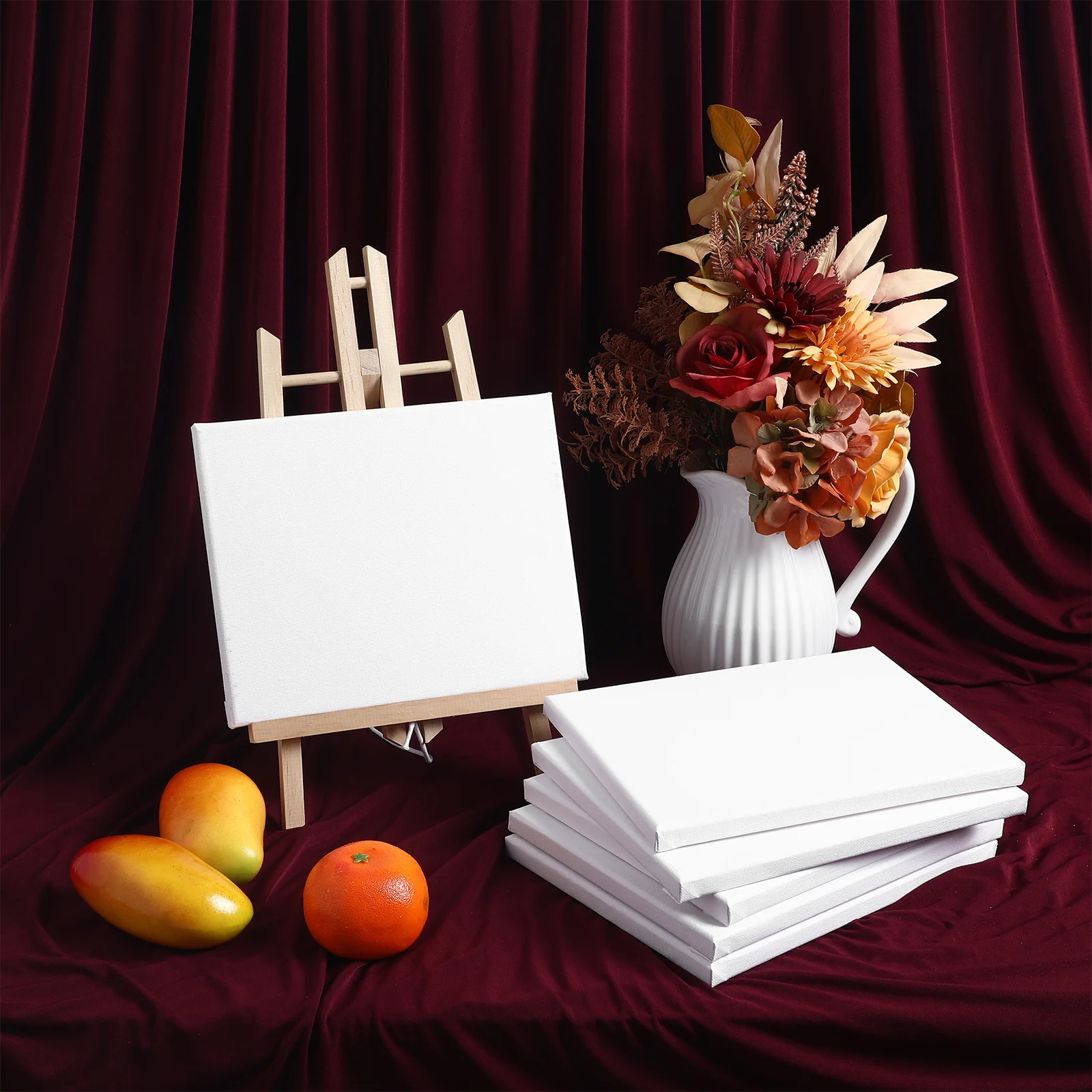 

6 pcs Oil Painting Set Blank Artist Panels Fine Texture Sturdy Portable Sketching Practice For Painting Square Canvas Artists