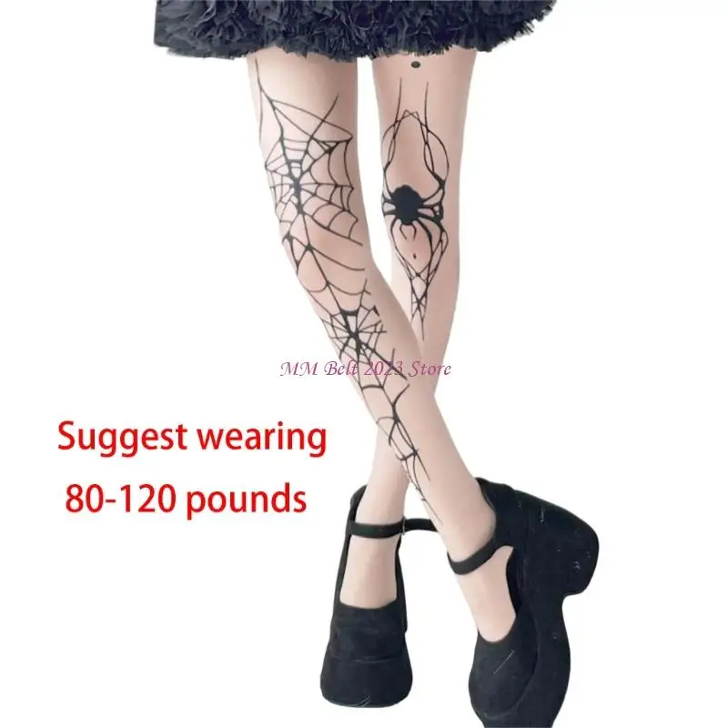 49ME Multipurpose Web Print Pantyhose Nylon Breathable Comfortable Costume Accessory for Daily Activity