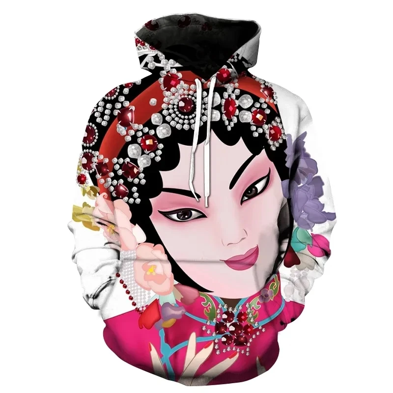 Oversized Chinese Culture 3D Printed Beauty Graphic Hoodie Funny Paper Cut Hoodie Men's Sweatshirt Harajuku Pullover Jacket Tops