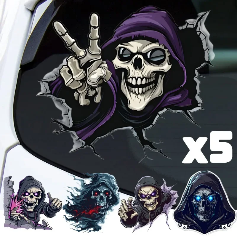 Halloween Ghost Face Car Stickers Car Motorcycle Scratch Blocking Creative Car Body Sticker Horror Skull Waterproof Stickers