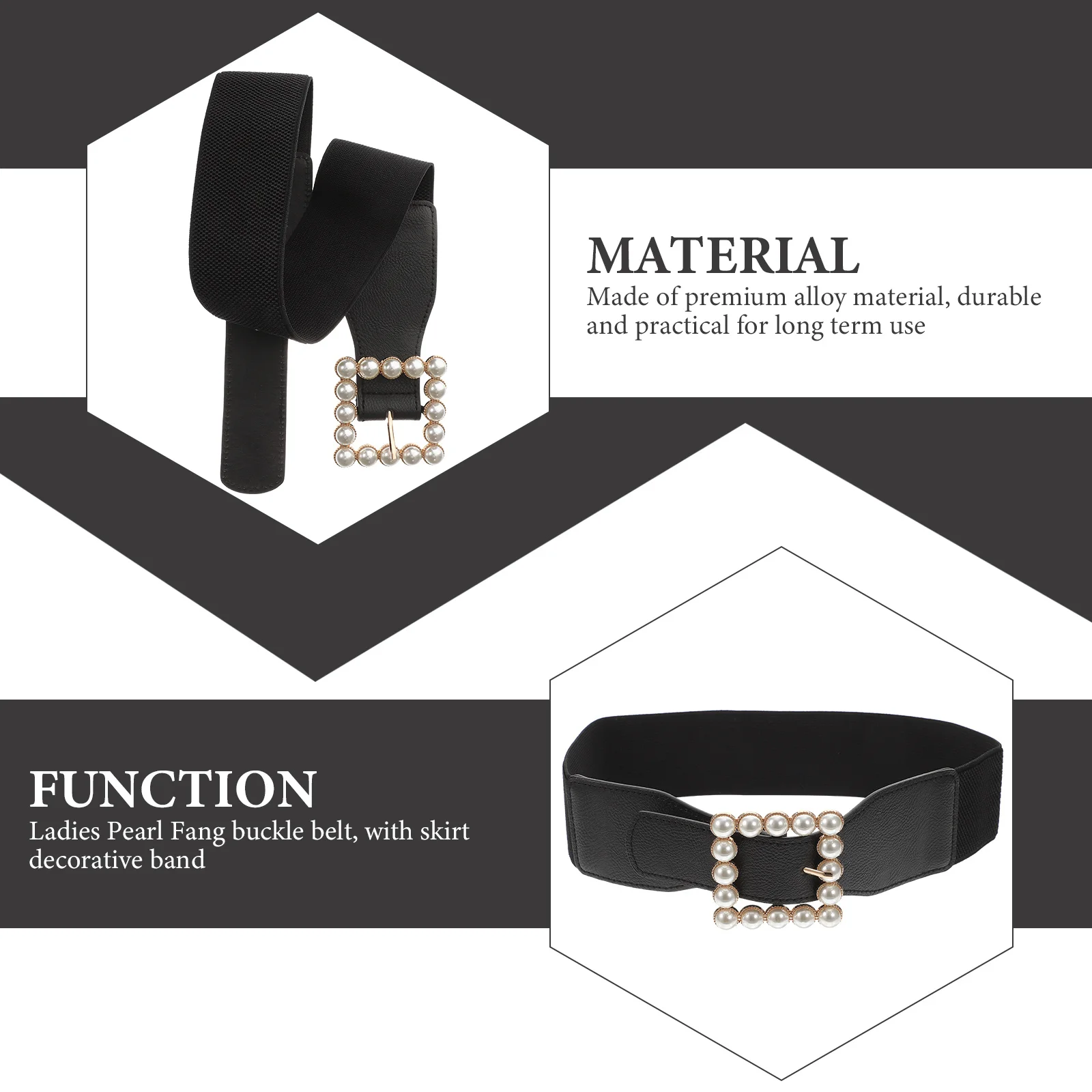 

Ladies Elastic Pearl Waist Belt Square Buckle Decorative Cummerbund Skirt Ornament Waistband For Tights Shorts Jeans Dresses