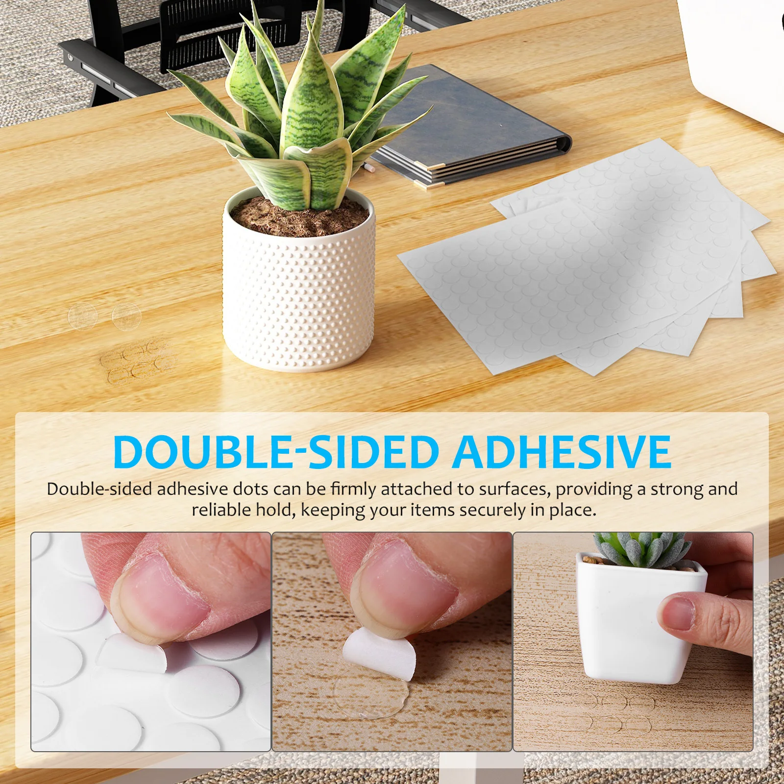 

600pcs Double Sided Adhesive Dots Clear Transparent Sticky Craft Glue Points Easy Remove Strong Hold For Home Office Wall Art