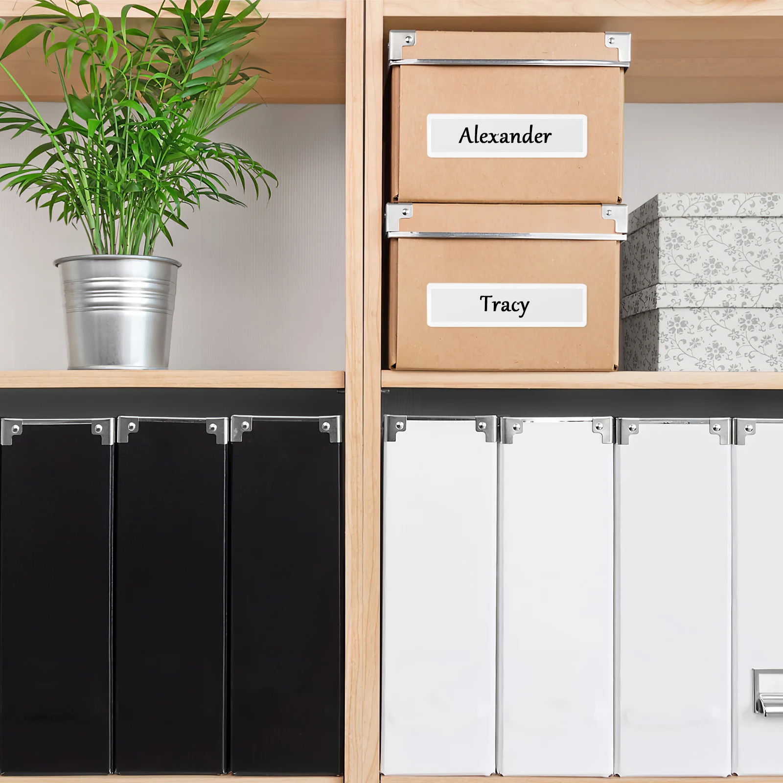 1 Set Clear Adhesive Label Holders With Paper Inserts For Storage Bins File Cabinets Office Study Organization Label Pockets