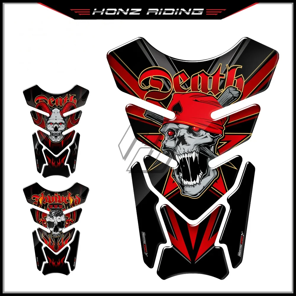 Universal 3D Motorcycle Tank Pad Gel Protector Sticker Death Grim Reaper Skull Tankpad