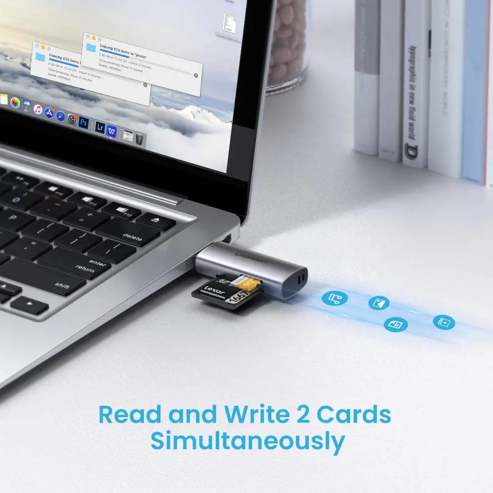 UGREEN SD Card Reader USB 3.0 Memory Card Reader Adapter Aluminum Dual Slot