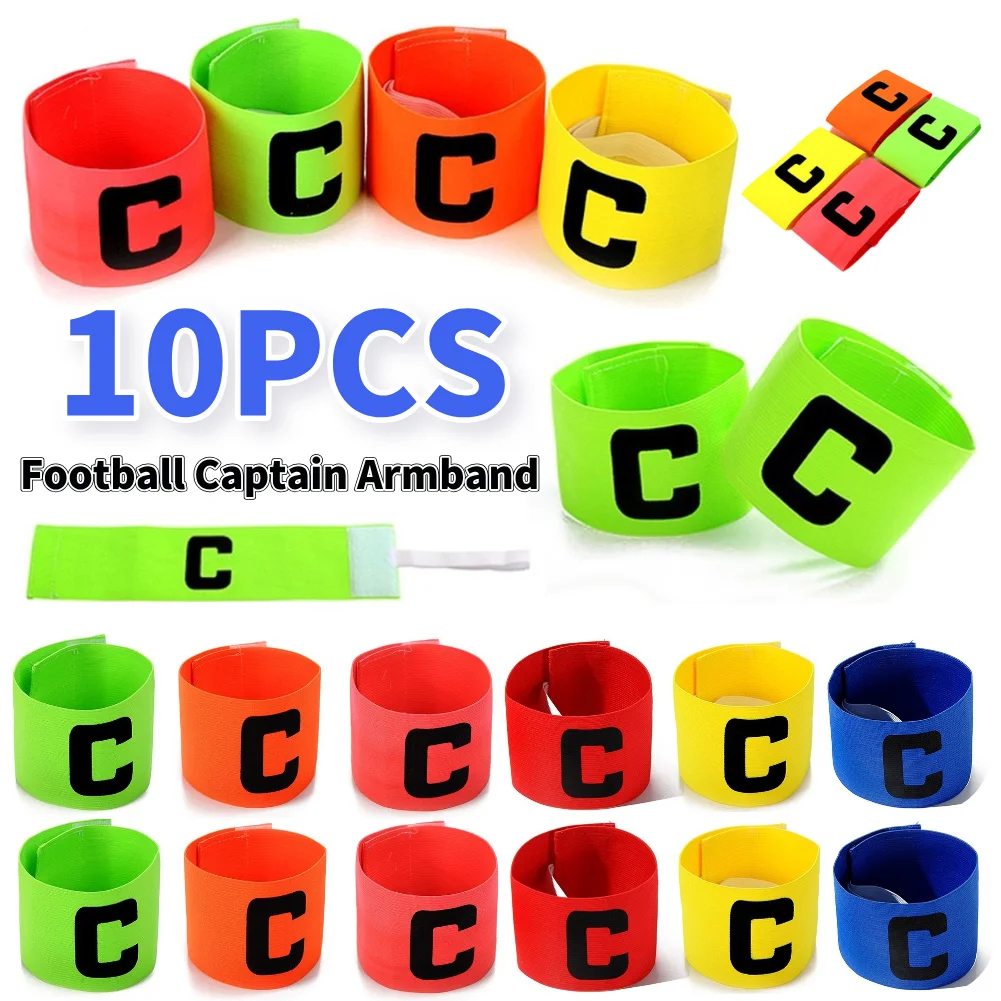 10 Uds brazalete de fútbol capitán pulsera de fútbol antideslizante balón de fútbol líder brazalete de fútbol accesorios de fútbol ajustables
