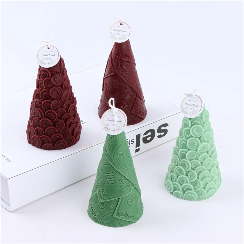 Dollar Christmas Tree 3D Silicone Candle Mold for DIY Aromatherapy Candle Plaster Ornaments Soap Epoxy Resin Mould Home Decor