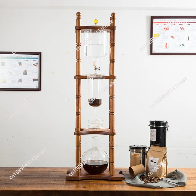 3000ml ice drop coffee pot drip filter ice brew manual coffee machine large commercial solid wood hand brew cold brew pot