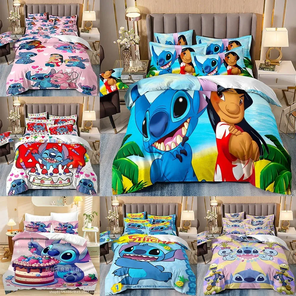 

Cute Stitch Bedding Sets Comforter Quilt Bed Cover Duvet Cover Pillow Case 2-3 Pieces Sets Kids Adult Size Cartoon Decoration