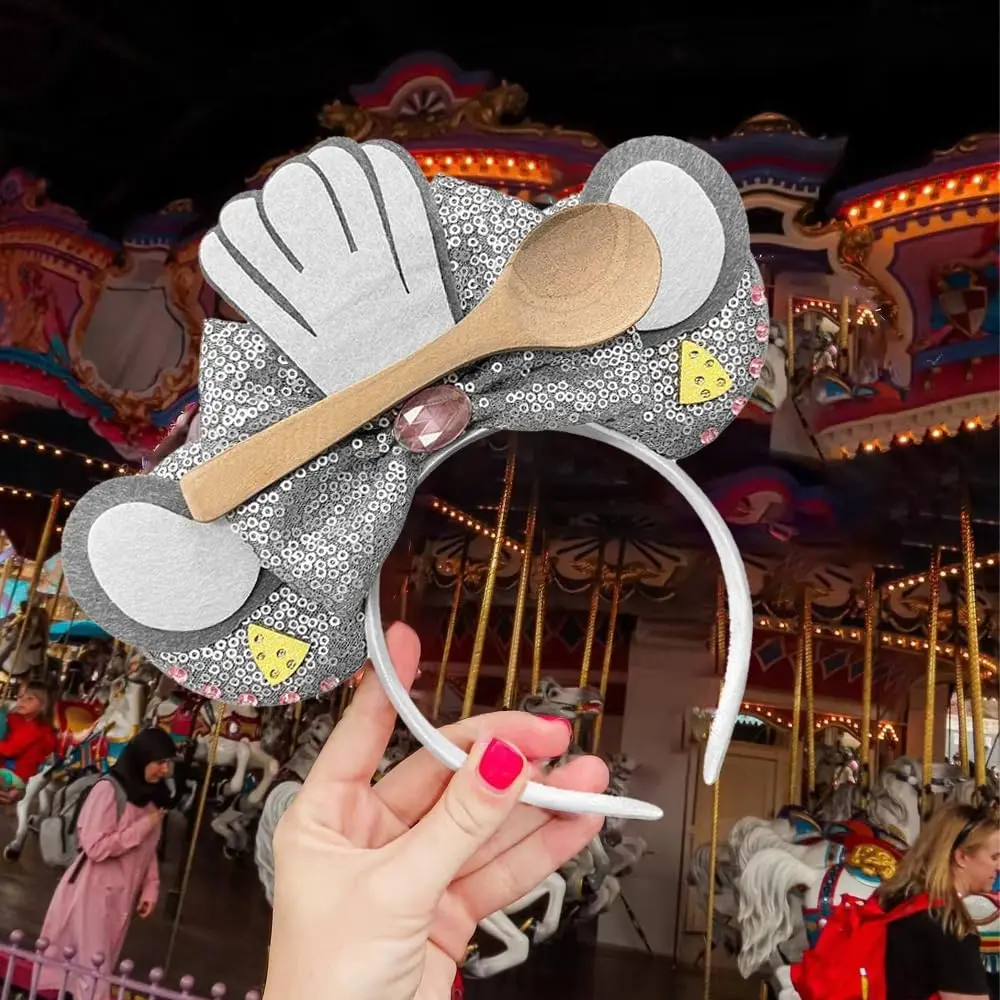 Disney Ratatouille Hairband Girl Spoon Sequins Bow Hair Acce