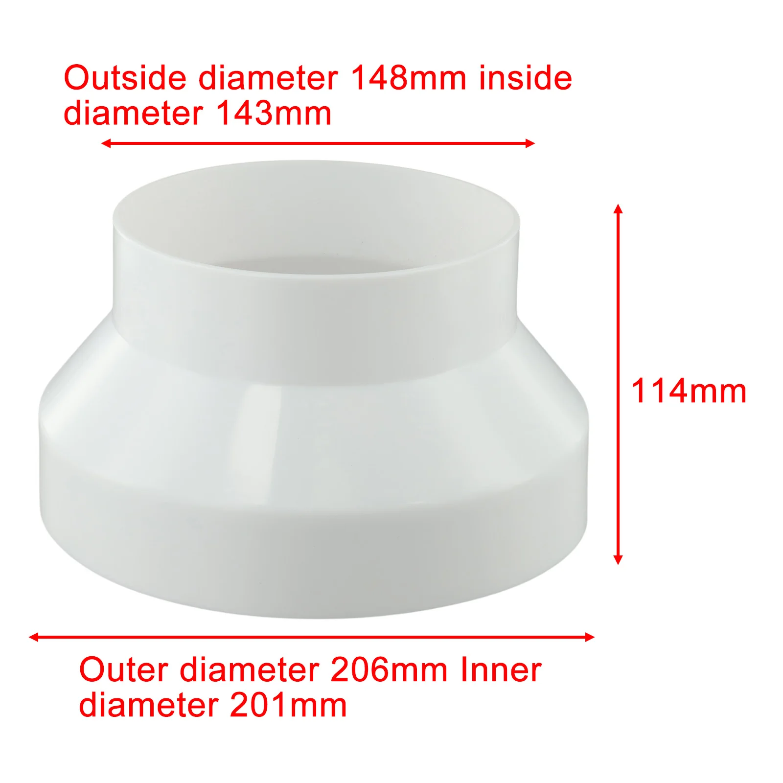 Ventilation Duct Pipe Adapter, 6” To 4” Ducting Reducer Increaser Cone For Grow Tent Bathroom Kitchen Ventilation Systems