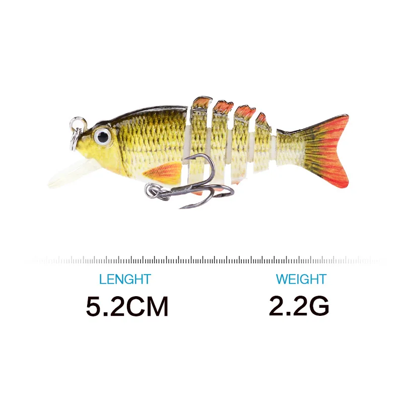 52MM 3G Sinking 6 Segements Multi Jointed Swimbait Minnow Fishing Lures For Mandarin Fish Pike Bass In Sea Lakes River Pond