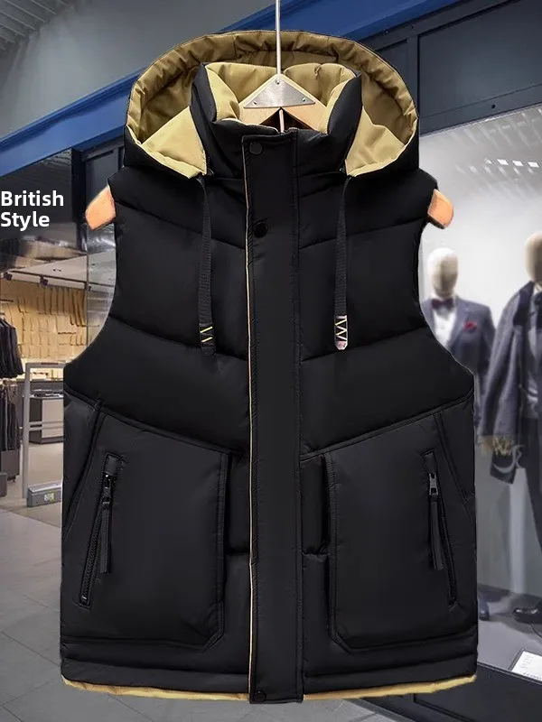 

Модный цветной пуховый хлопковый жилет, мужская зимняя верхняя одежда Thiened, куртка со стойкой для шляпы, молодежная морозостойкая морозостойкая одежда