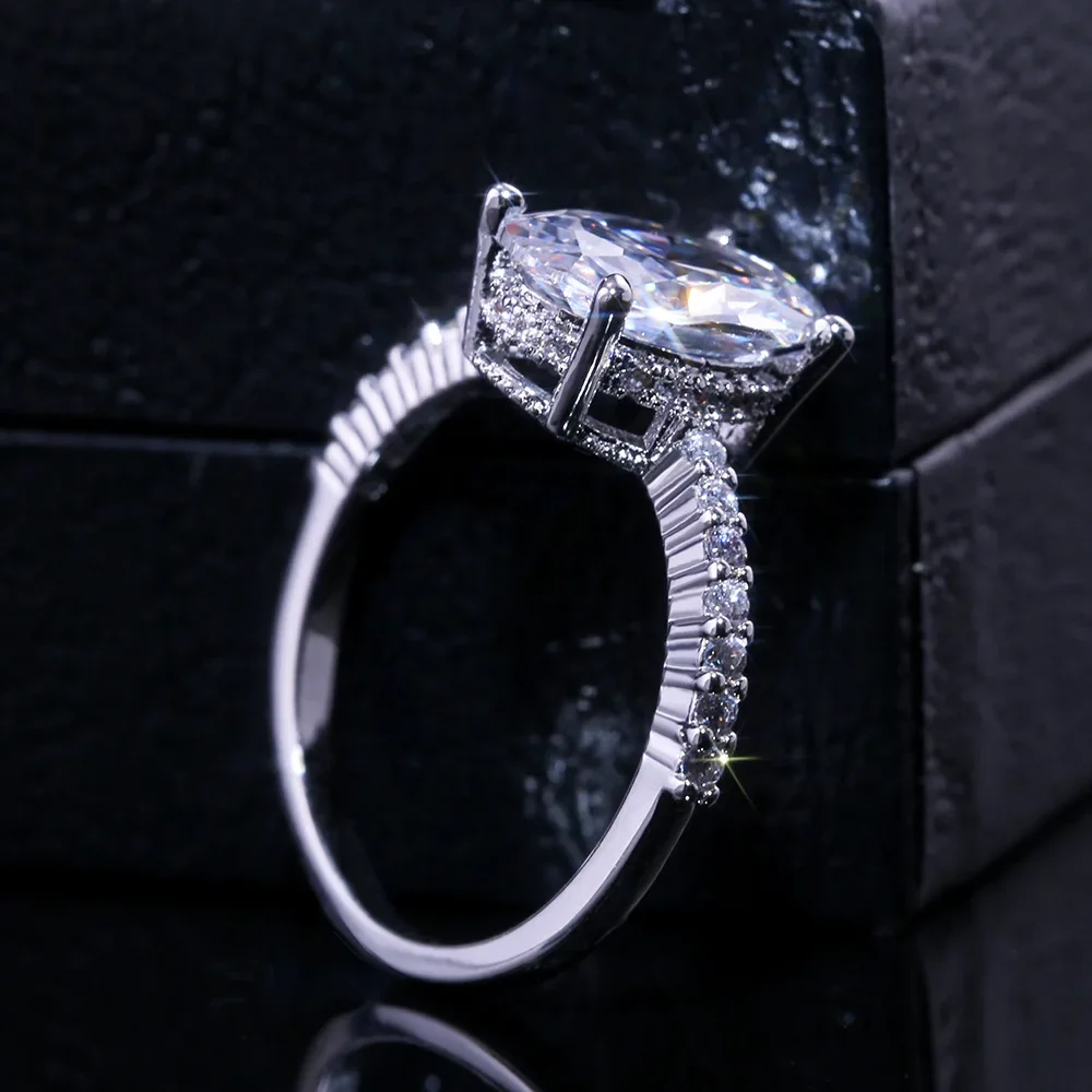 2024 New Fashion Zircon Platinum Ladies Ring Temperament Senior Sense Personality European and American Engagement Ring