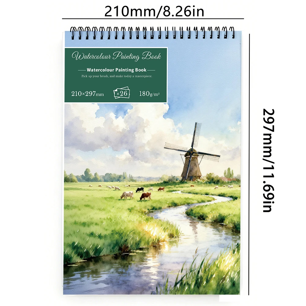 180GSM Plain Watercolor Sketchbook A4/A5, 26 Sheets Unprinted Art Paper Pad for Students Artists, Ideal for Hand Drawing, Sketch