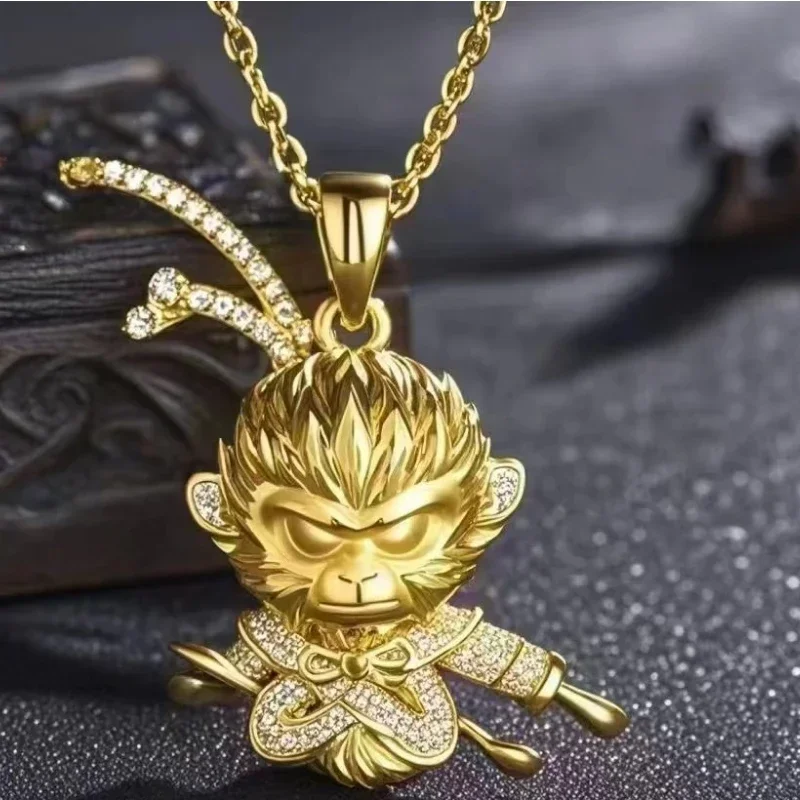 Hot Game Black MythWukong Cartoon Anime Peripheral Domineering Monkey King Pendant Necklace, Tightening Spell Bracelet Gift