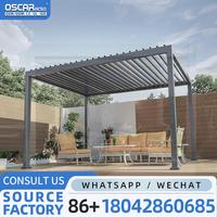 Patio Motorized Rotating Louver Roof Electrical Controls Metal Customizable Adjustable Outdoor Garden Poolside Yard Furniture Pe