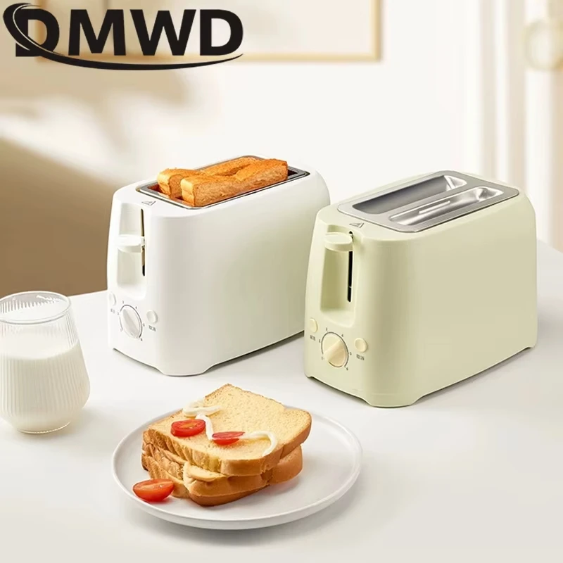 DMWD Electric Toaster 2 Slices Breakfast Bread Machine Removable Crumb Tray Toasters Home Automatic Sandwich Heating Maker 220V