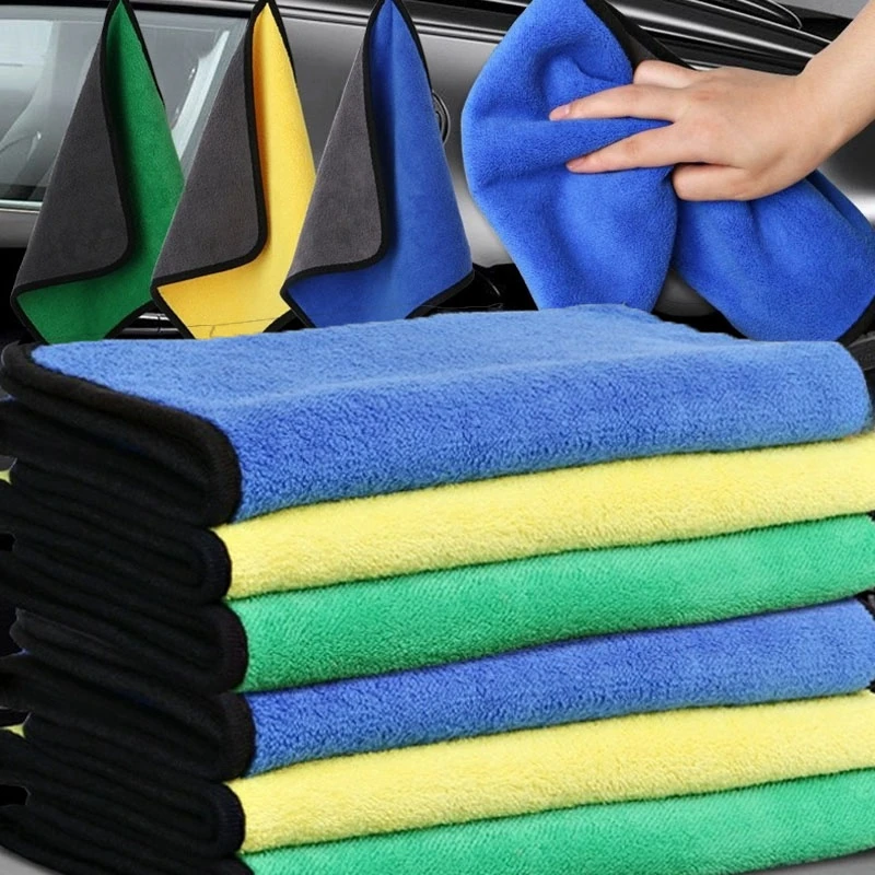 

2pcs Thicken Microfiber Car Cleaning Towels Soft Quick Drying Windows Mirrors Wiping Rags Home Double Layer Clean Cloths