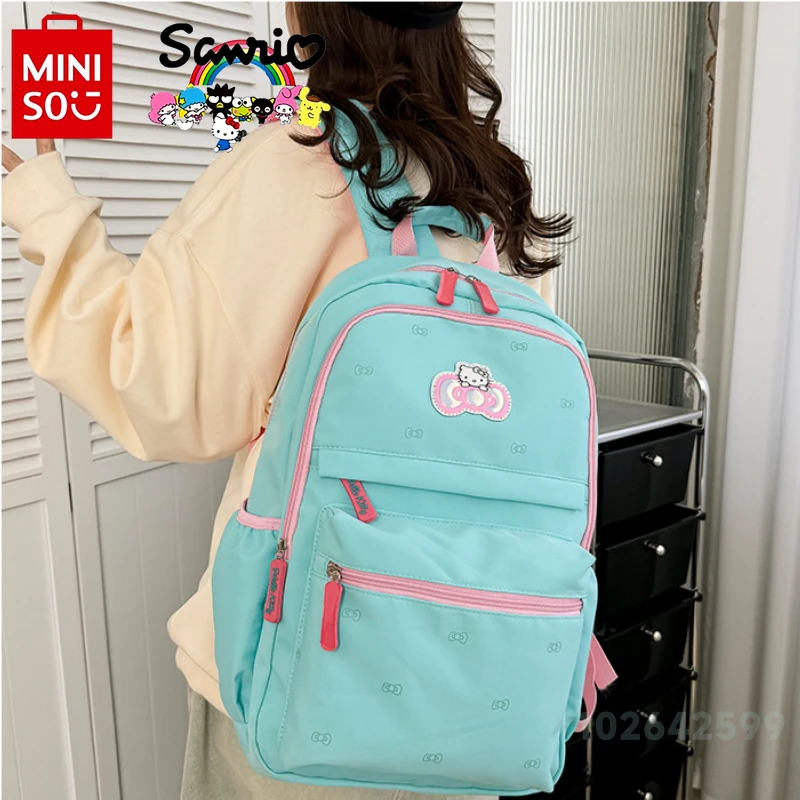 Imagem -04 - Miniso-mochila Hello Kitty para Mulheres e Meninas Leve e Grande Capacidade Mochila Estudantil Elegante de Alta Qualidade Nova