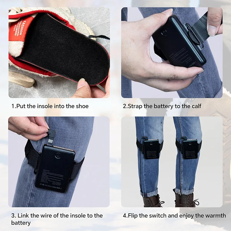 APP Remote Control Rechargeable Usb Heated Insoles Hiking Camping Skiing Hunting Outdoor Women Men Electric Foot Toe Warmer