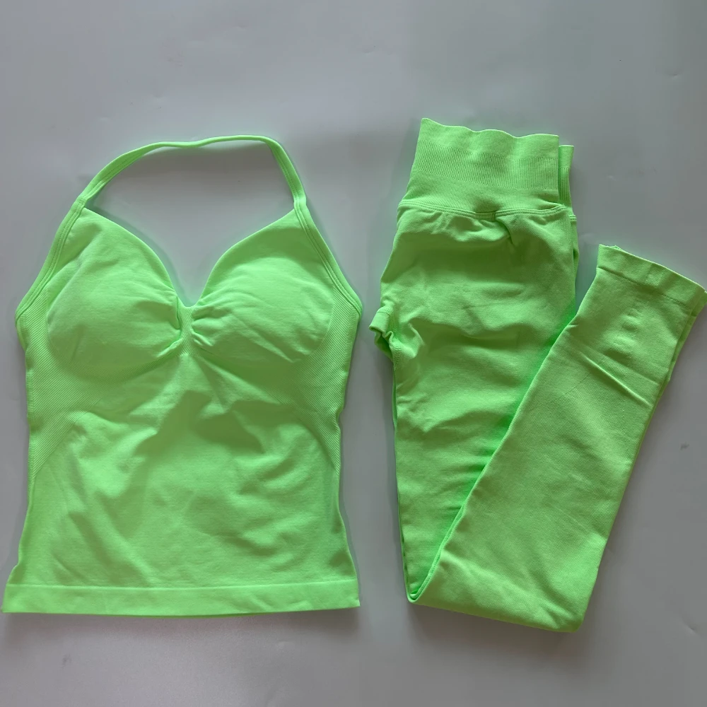 Бесшовный спортивный комплект без логотипа, женские топы на бретелях с высокой талией, леггинсы для йоги, одежда для фитнеса, комплекты для тренировок, спортивный костюм, спортивная одежда