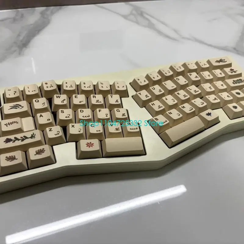 P5EA 135PCS PBT Keycaps With Voynich Manuscript Designing Heat Sublimated For Gaming