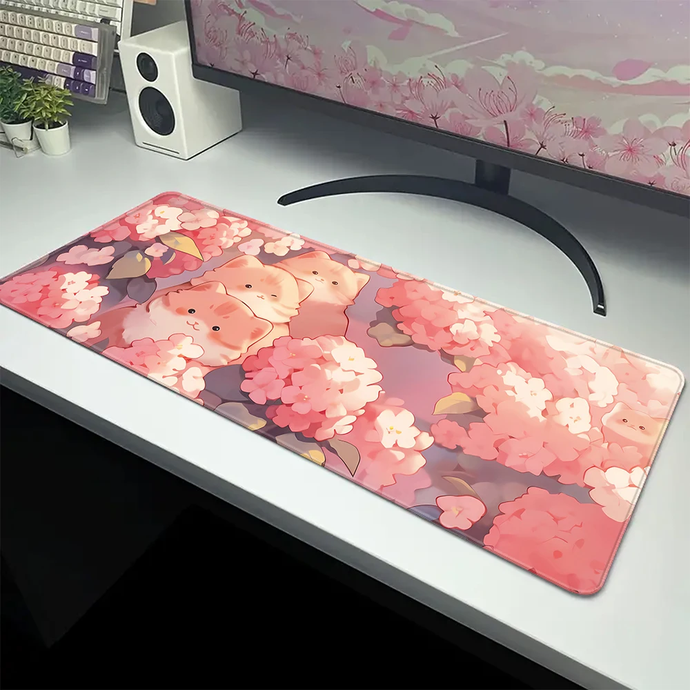 

Computer Mouse Pad Anime Mousemat 900x400mm Large Rubber Mouse Mat Green Plant Flower Mousepad Office Desk Mat Keyboard Pad XXL