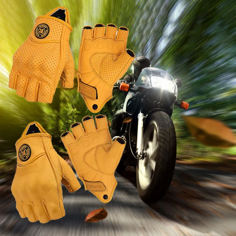Vintage Retro Style Motorcycle Cycling Gloves Triple Protection Touchscreen Tips & Ventilated Design Glove for Urban/Riding Item