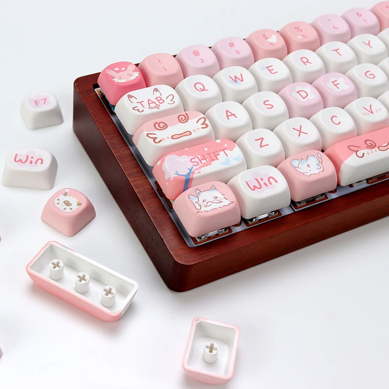 

Peach Weasel Theme KOA High PBT Sublimation Customized Mechanical Keyboard Keycaps Palu Man Ball Cap