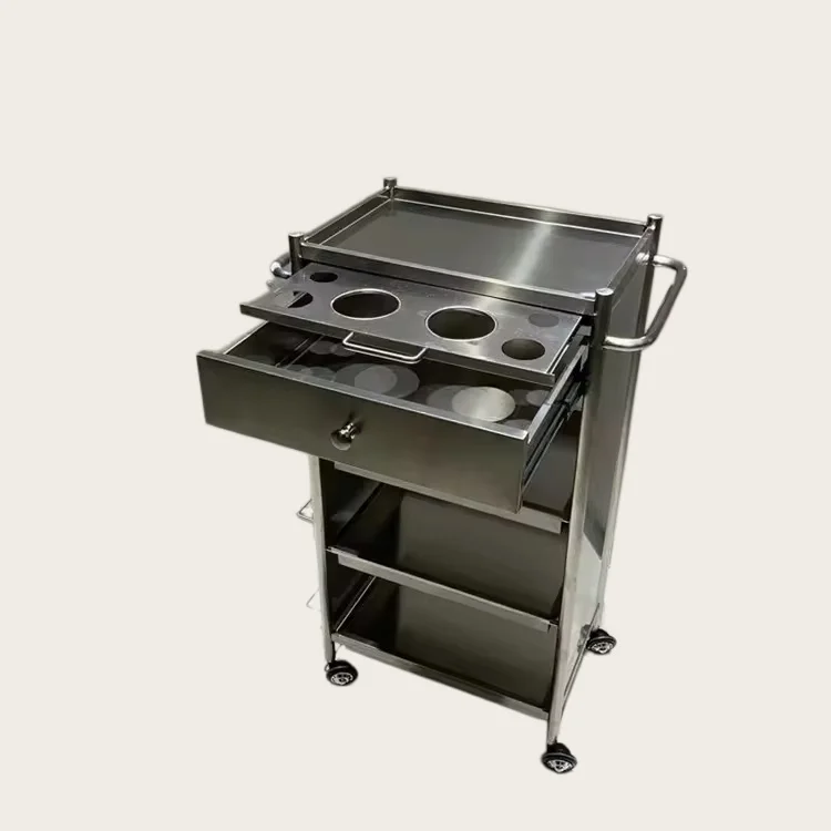 Barber Shop Folding Stainless Steel Cart.Hair Salon, Hair Salon. Ironing Trolley.Beauty Cart. Shelf.van