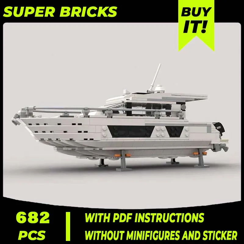 

Outboard Yacht Construction Bricks Motor Yacht Model Moc Building Bricks Toy Technology Block DIY Assembly Holiday Gift