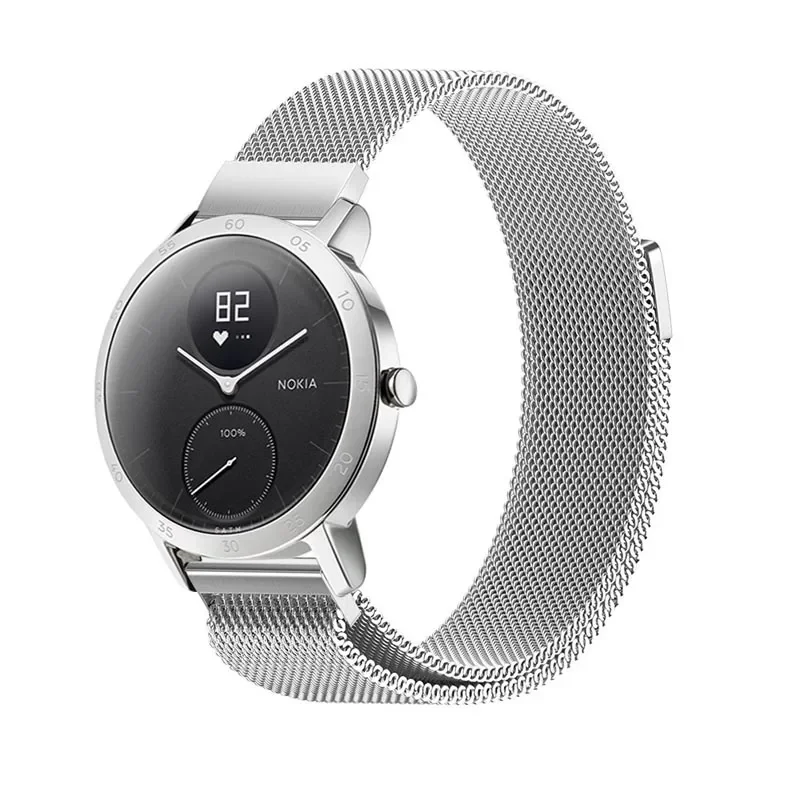 Muñequeras Milanese Loop de acero inoxidable, muñequeras de liberación rápida para Nokia Withings Steel HR GDeals