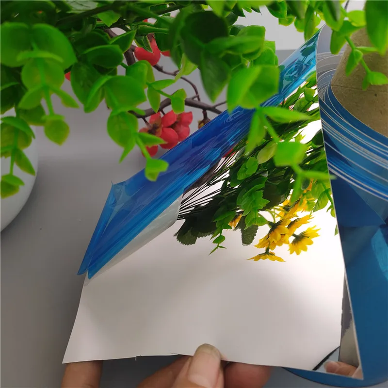 PET Mirror Silver Mirror Carpet Decorative Mirror Film Plastic Electroplating Mirror Soft Reflective Mirror Film Sticker