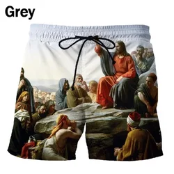 New Fashion Men Women 3d Jesus Print Shorts Christian Faith God Jesus Cross Beach Shorts Street Outdoor High Quality Short Pants