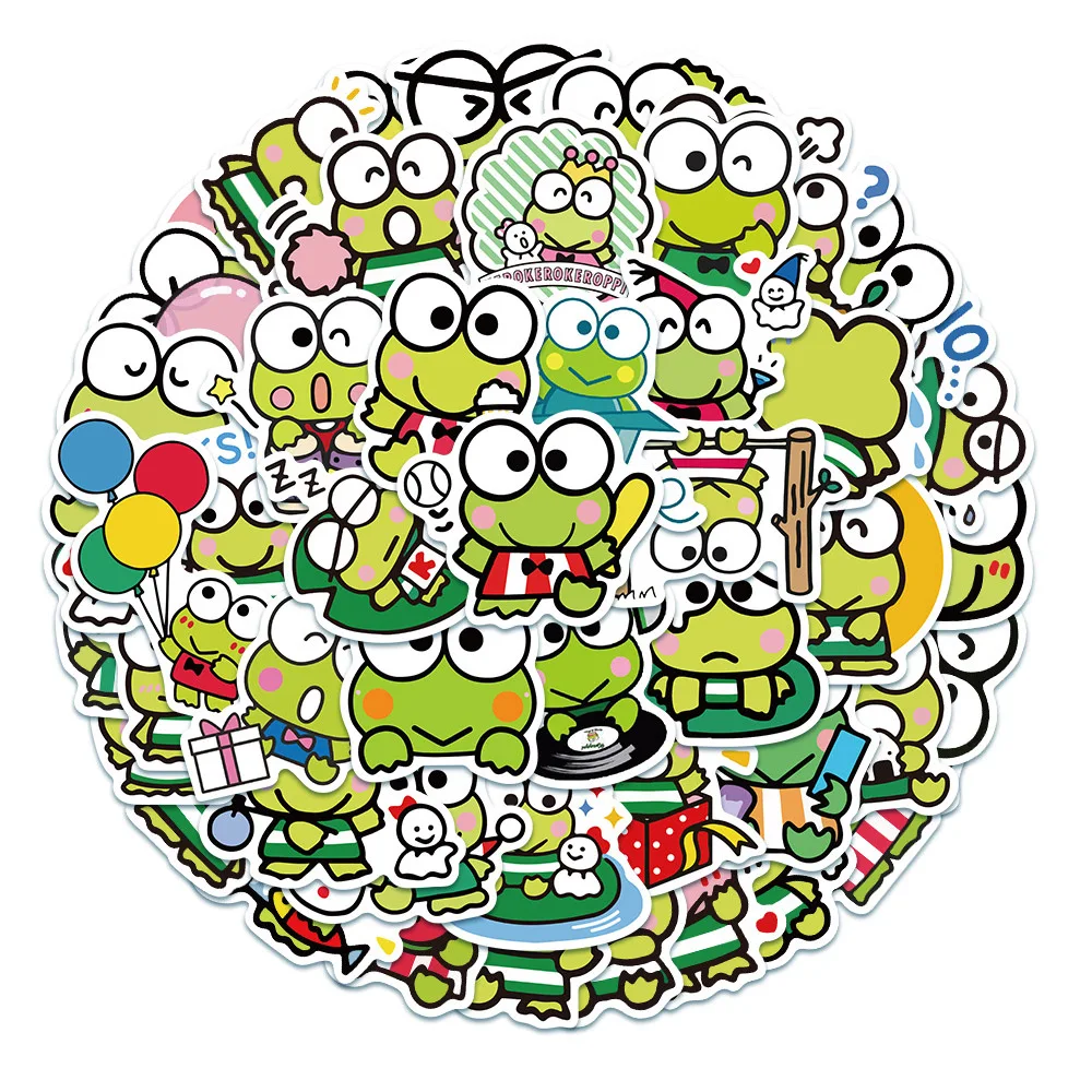 10/30/50pcs KEROKERO KEROPPI Sanrio Stickers Cute Big Eye Frog Cartoon Sticker for Kids Toy Phone Water Bottle Skateboard Decals