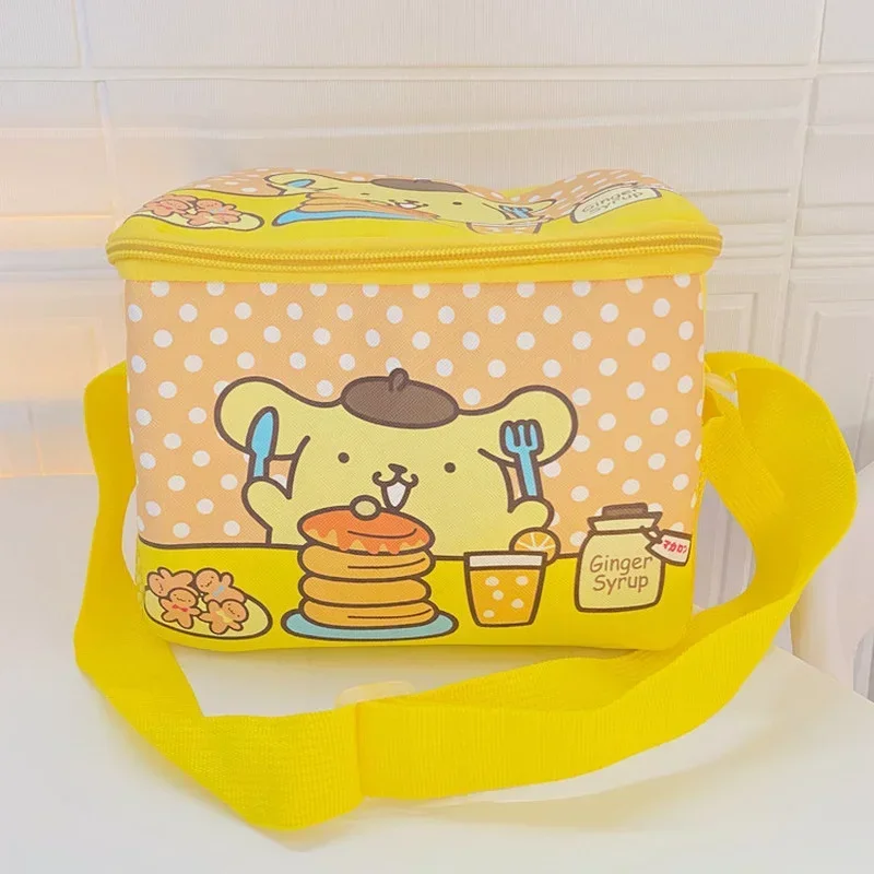 MINISO Kawaii Sanrio Cartoon Cinnamoroll My Melody Kuromi Purin Dog Lunch Box Bag Cute Water Proof Insulated Picnic Bags Gifts