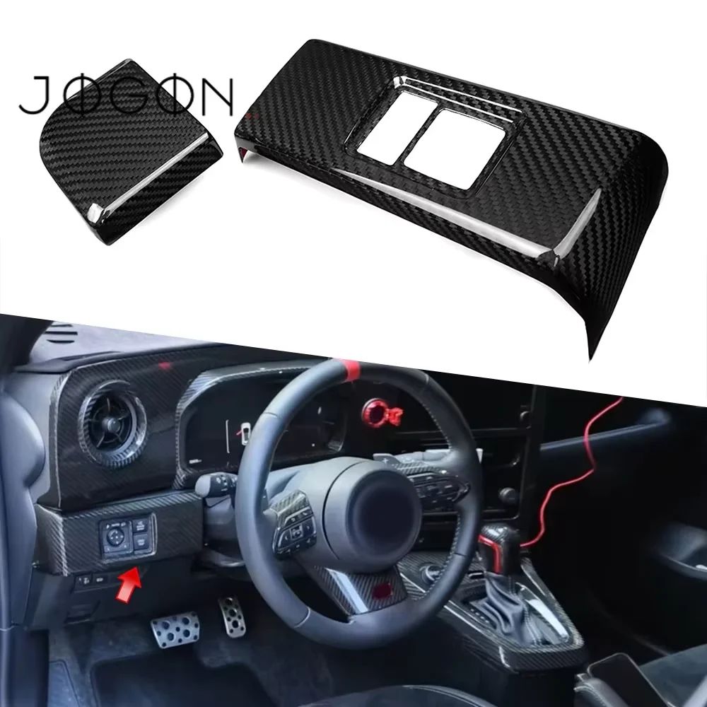 RHD LHD Dry Carbon Fiber Car Interior Rearview Mirror Adjustment Control Button Overlay Cover Trim For Toyota GR Yaris 2025 2026