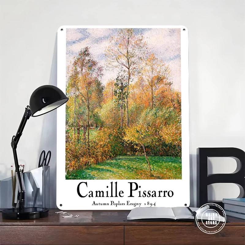 Camille Pissarro Autumn Poplars Metal Poster Customized Wall Art Retro Vintage Tinplate Signs for Wand Deko Bedroom Decoration