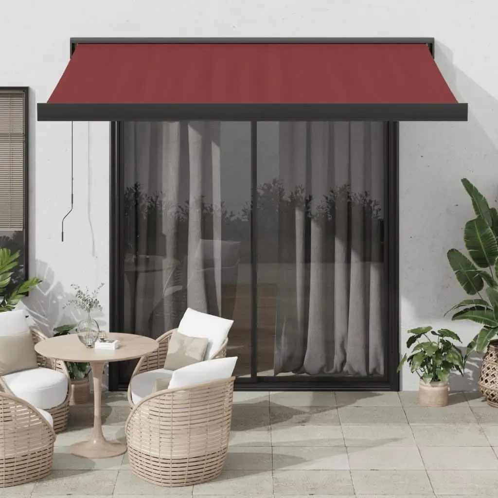 Burgundy Manual Retractable Awning 300x250 cm – Outdoor Shade Solution