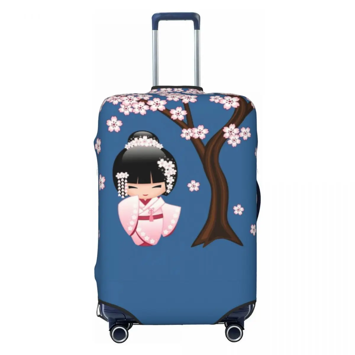 

Пользовательские японские куклы Кокеши, чехол для чемодана, эластичные чехлы для багажа Сакура Гейша, защита для 18-32 дюймов