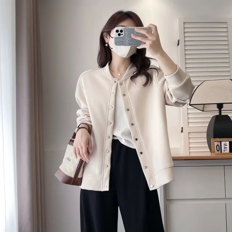 

Женская одежда, осенняя мода, простота, пуговицы, сплошной цвет, с круглым вырезом, женский карман, темперамент, тонкий бейсбольный трикотаж, кардига