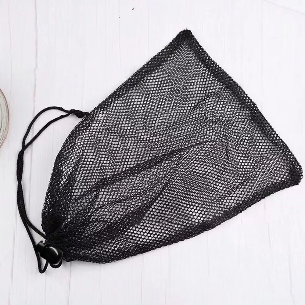 New Durable Multi Purpose Drawstring Storage Pouch Bag Black Breathable Laundry Bag Nylon Mesh Pouch