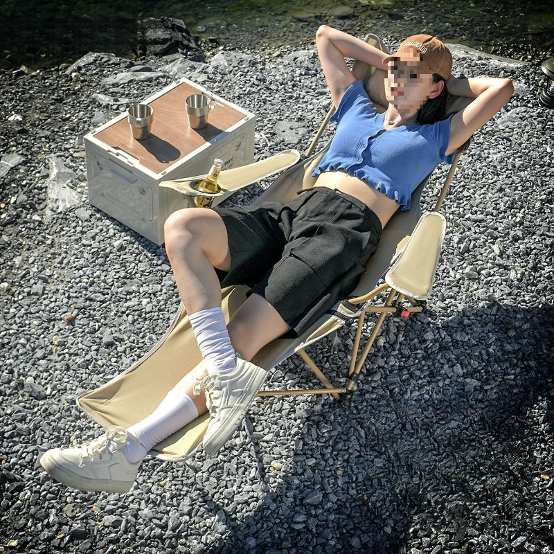

Outdoor folding recliner camping recliner folding stool can sit high back reclining moon chair household portable lunch break