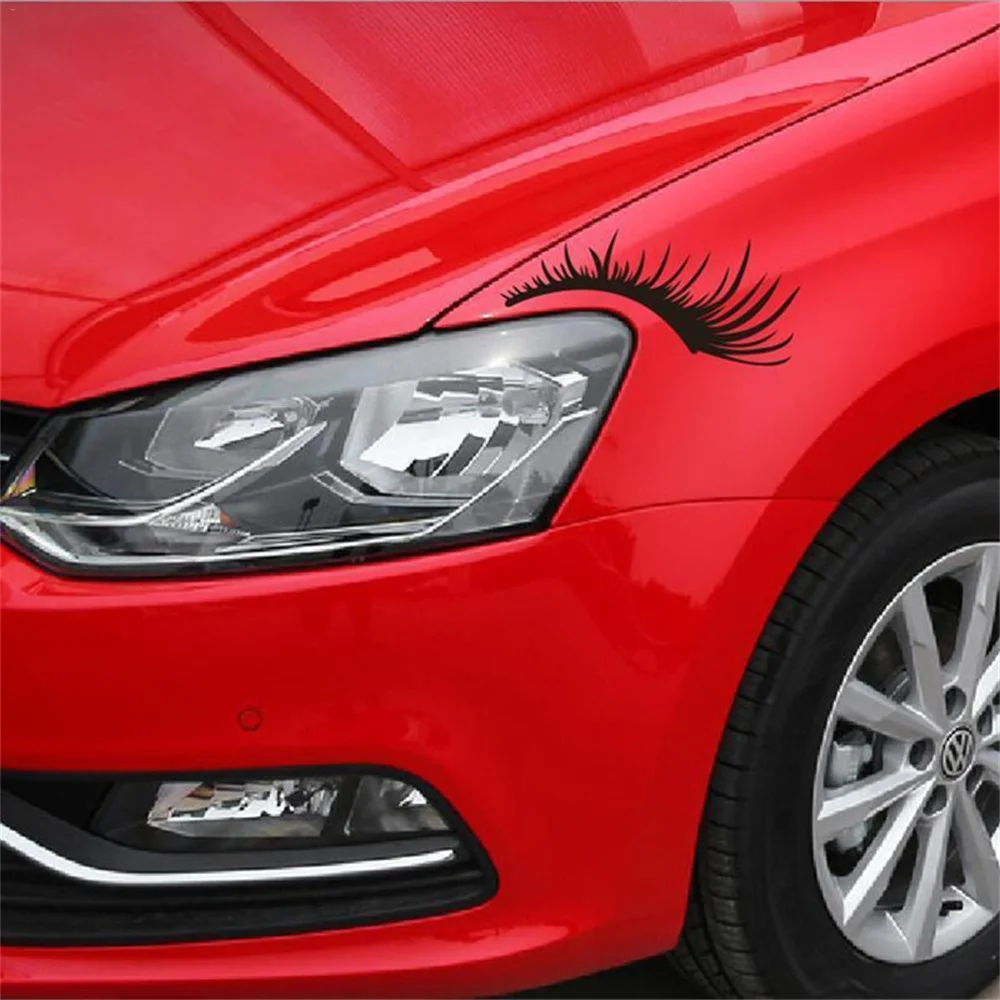 2pcs Car Eyelashes Stripe Decal Headlight Fog Eyebrow Stickers For VW For Beetle For Fiat